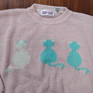 Vintage Back To Back Cats Kittens Crewneck Sweater Jumper